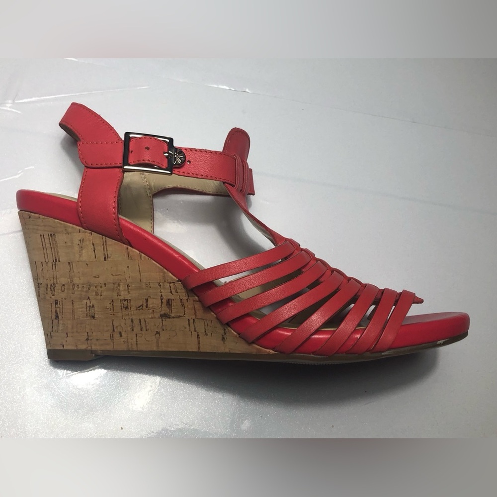 Isaac Mizrahi Women’s Strappy Coral Wedge Sandals with Ankle Strap Size 8M